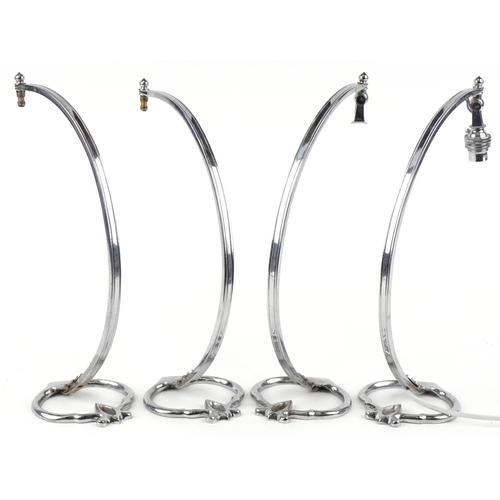 2572 - A set of four Arts & Crafts design chromed table lamps, 37cm high.