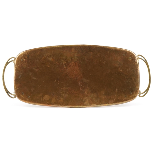 165 - An Art Nouveau WMF brass tray with twin stylized handles, 57cm wide.