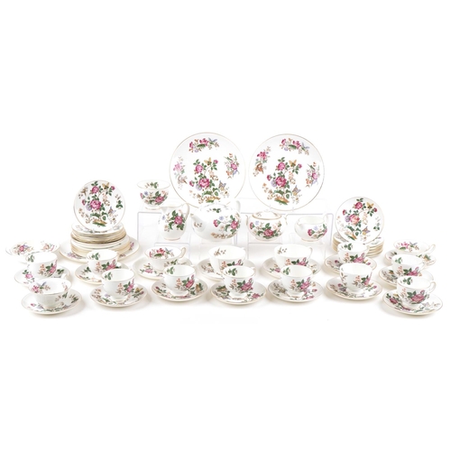 2570 - A Wedgwood Charnwood fine bone china part tea service including teapot, plates, side plates, cups, c... 