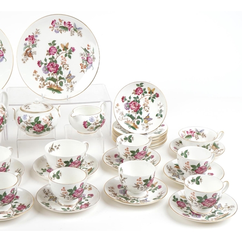 2570 - A Wedgwood Charnwood fine bone china part tea service including teapot, plates, side plates, cups, c... 