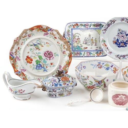 2528 - A mixed group of 19th century Mason's Ironstone china plates, bowls and jugs.