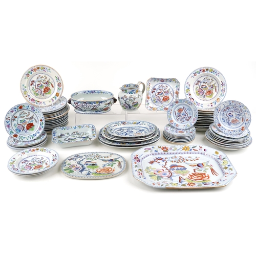 1554 - A good collection of 19th century Mason's ironstone china plates, servers, platters and dishes, vari... 