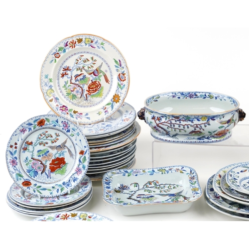 1554 - A good collection of 19th century Mason's ironstone china plates, servers, platters and dishes, vari... 