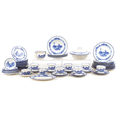 456 - Royal Doulton Norfolk pattern teaware including tureen with cover, dinner plates, tea cups and sauce... 