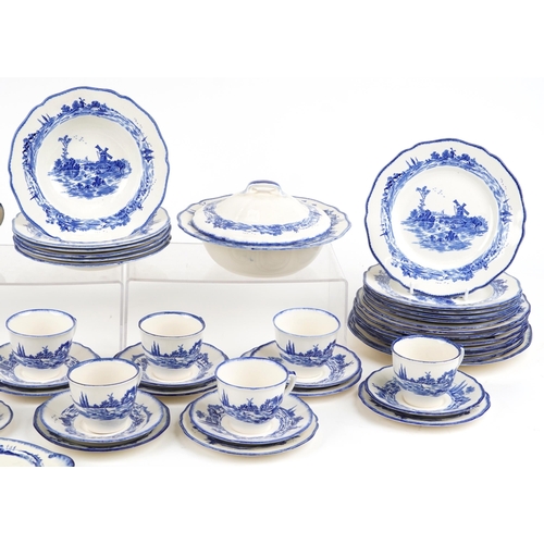 456 - Royal Doulton Norfolk pattern teaware including tureen with cover, dinner plates, tea cups and sauce... 