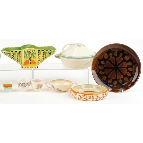 530 - Art Deco China including a Susie Cooper tureen and cover, Susie Cooper plates and a Burleigh Ware ce... 