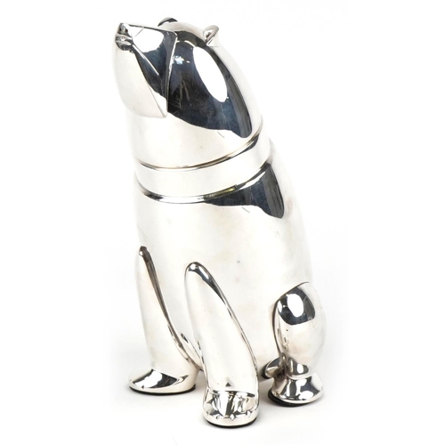 1593 - An Art Deco style silver plated cocktail shaker in the form of a polar bear, 26cm high.