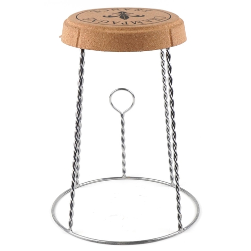 2156 - A novelty Champagne cork design barstool, 60cm high.