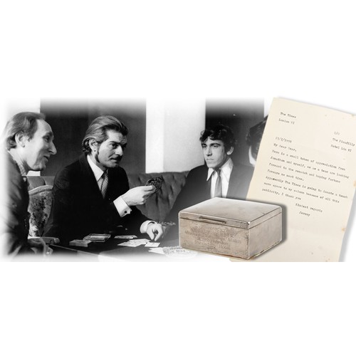  Omar Sharif bridge interest silverplated cigarette  box inscription reads' Presented to Omar Sharif ... 