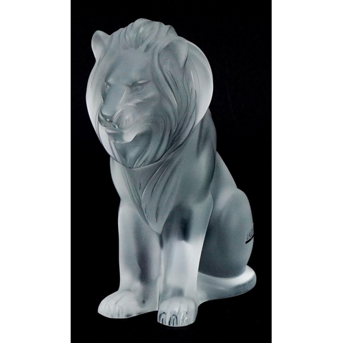 170 - Lalique, a frosted glass study of a seated lion, etched Lalique France to the base, 19cm high.