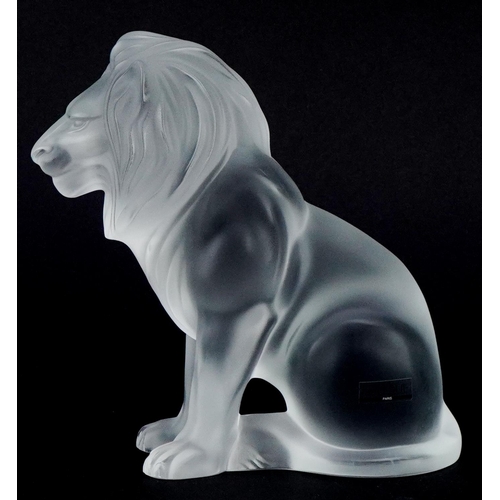 170 - Lalique, a frosted glass study of a seated lion, etched Lalique France to the base, 19cm high.