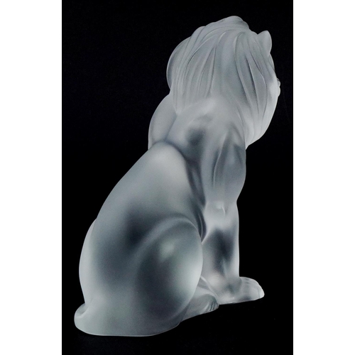 170 - Lalique, a frosted glass study of a seated lion, etched Lalique France to the base, 19cm high.