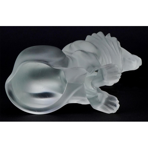 170 - Lalique, a frosted glass study of a seated lion, etched Lalique France to the base, 19cm high.