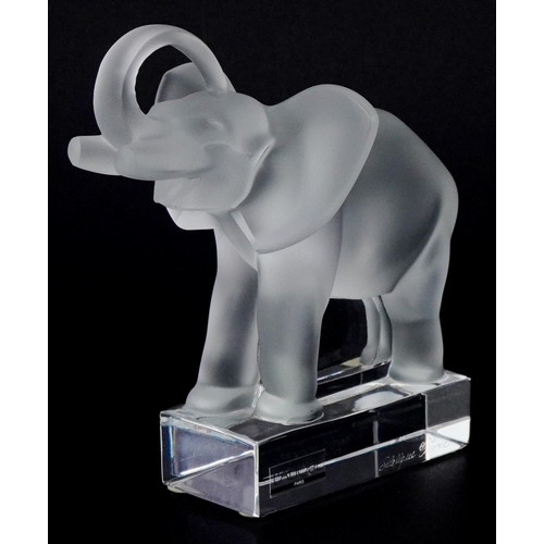 175 - Lalique, a frosted glass study of an elephant, etched Lalique France to the base, 16cm high.