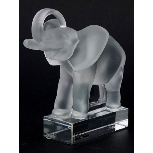 176 - Lalique, a frosted glass study of an elephant, etched Lalique France to the base, 16cm high.