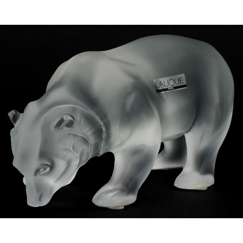 172 - Lalique, a frosted glass study of a bear, etched Lalique France to the base, 17cm in length.