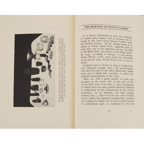 1427 - The Romance of Hatton Garden with black and white plates and fold out street map, first edition by H... 