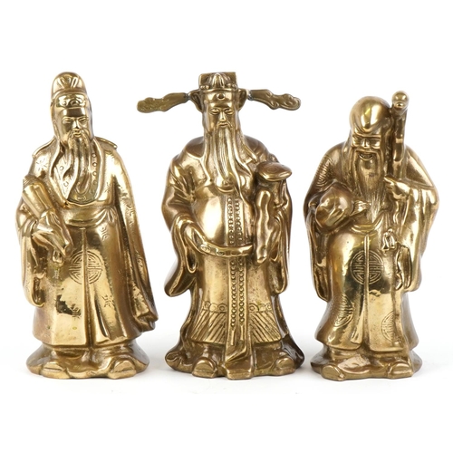 347 - A set of three 20th century Chinese bronze elders, the largest 31cm high, total weight approximately... 