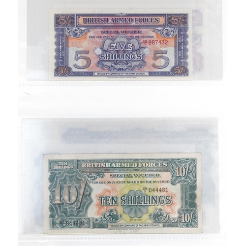 1324 - Vintage British Armed Forces banknotes ranging from second to sixth series, face values of notes ran... 