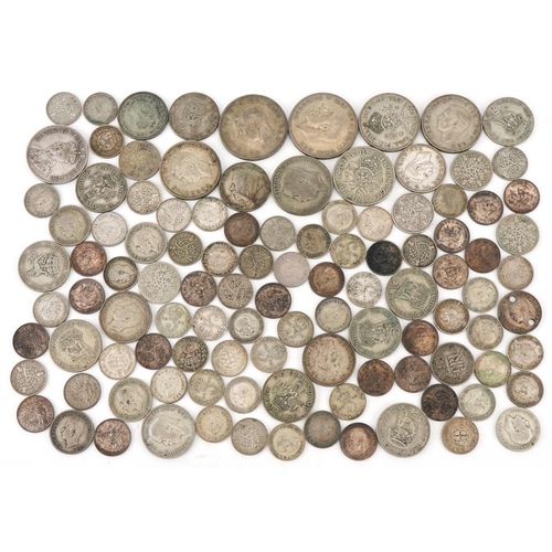 1247 - Pre 1947 British silver coinage to include silver threepenny pieces, sixpences, shillings, florins a... 