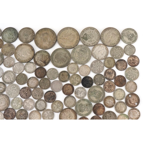 1247 - Pre 1947 British silver coinage to include silver threepenny pieces, sixpences, shillings, florins a... 