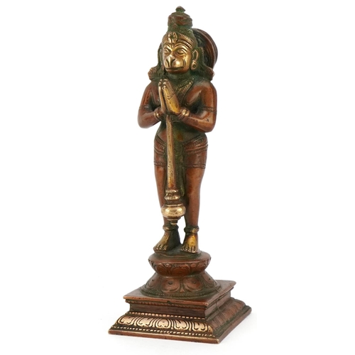 386 - An Indian bronze figure of Lord Hanuman, Hindu monkey god, late 19th/early 20th century, 21cm high.