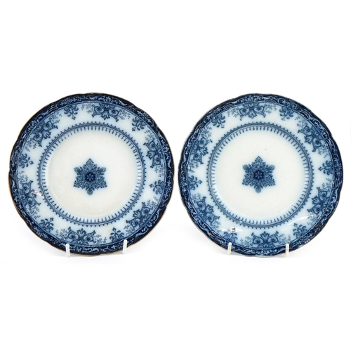 418 - A pair of Burgess & Leigh Middleport Pottery blue transfer printed cabinet plates, 20cm in diameter.