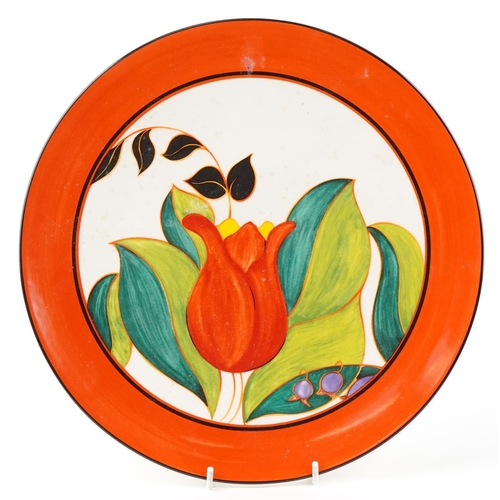 527 - Wedgwood for Clarice Cliff, a hand painted Red Tulip charger and a Bizarre bowl, each with box, the ... 