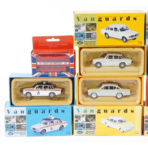 1156 - A group of diecast vehicles with boxes including Vanguards, 1:43 scale cars and Exclusive First Edit... 