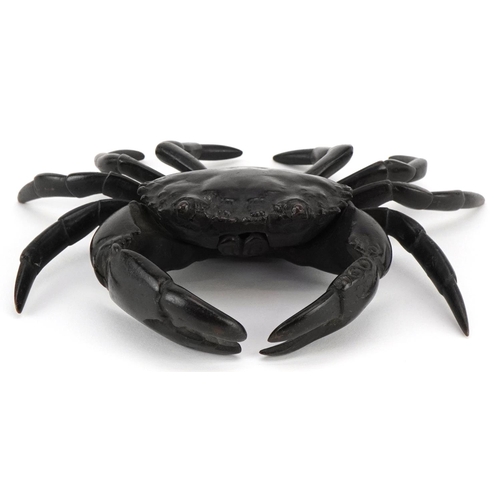 441 - A 20th century Japanese patinated bronze study of a crab, 18cm wide.