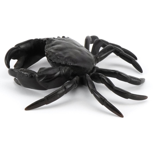 441 - A 20th century Japanese patinated bronze study of a crab, 18cm wide.