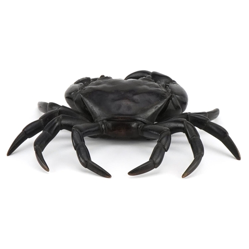 441 - A 20th century Japanese patinated bronze study of a crab, 18cm wide.