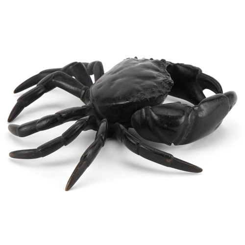 441 - A 20th century Japanese patinated bronze study of a crab, 18cm wide.