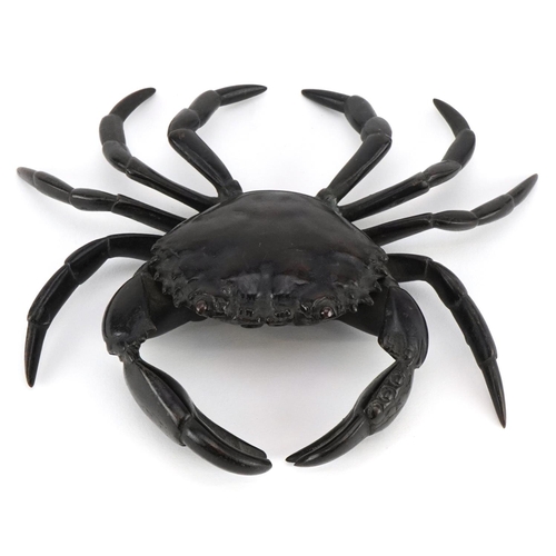 441 - A 20th century Japanese patinated bronze study of a crab, 18cm wide.