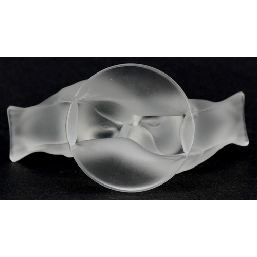 181 - Lalique, a frosted glass study of two turtle doves, etched Lalique France, 7cm in length, with box.