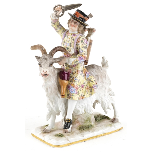 134 - A late 19th/early 20th century Meissen porcelain 'The Welsh Tailor' figure group, modelled as a man ... 