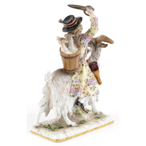 134 - A late 19th/early 20th century Meissen porcelain 'The Welsh Tailor' figure group, modelled as a man ... 