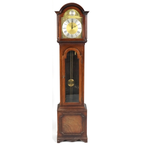 2170 - A late 20th century mahogany cased longcase clock, 183cm high.