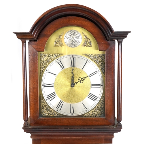 2170 - A late 20th century mahogany cased longcase clock, 183cm high.