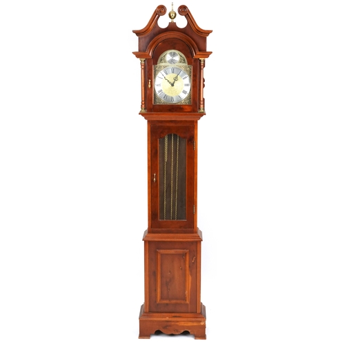 2169 - A late 20th century yew cased longcase clock, 194cm high.