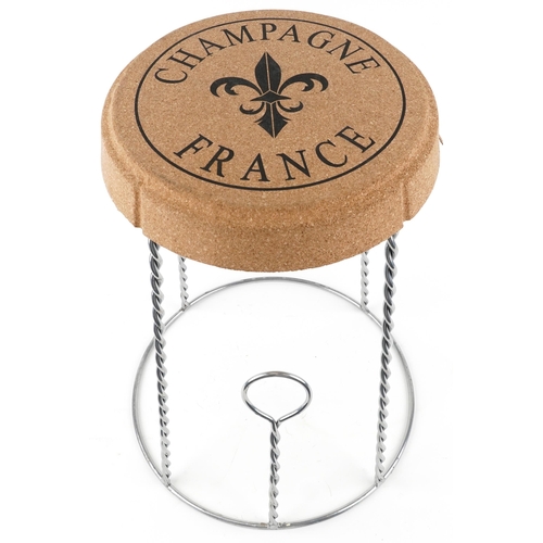 2156 - A novelty Champagne cork design barstool, 60cm high.