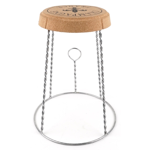 2156 - A novelty Champagne cork design barstool, 60cm high.