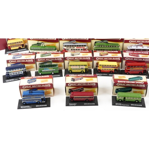 1153 - Thirty one Atlas Editions 1:76 scale diecast Great British Buses with boxes and booklets including B... 