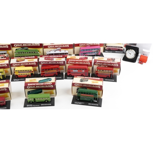 1153 - Thirty one Atlas Editions 1:76 scale diecast Great British Buses with boxes and booklets including B... 