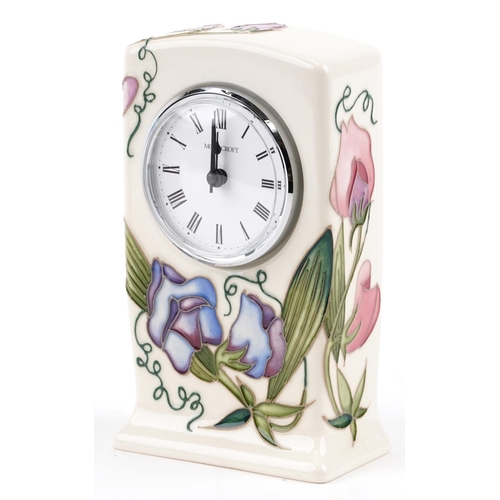 90 - A Moorcroft pottery 2017 mantle clock, 15.5cm high, with box.