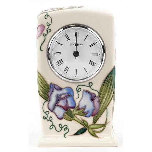 90 - A Moorcroft pottery 2017 mantle clock, 15.5cm high, with box.