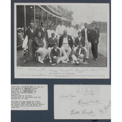 1408 - The England XI. Nottingham, reproduction B&W photographic print and facsimile signed framed picture,... 