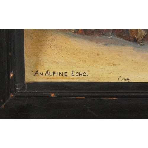 2589 - Coda - An Alpine Echo, a 19th century 3-D diorama and watercolour on board, framed, 35cm x 50cm.