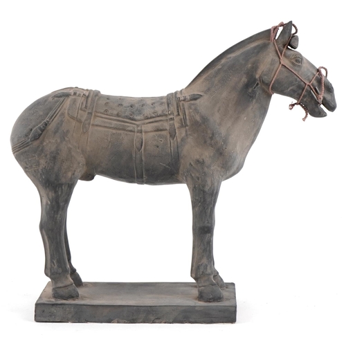 536 - A large Chinese Tang style pottery horse, 33cm high.