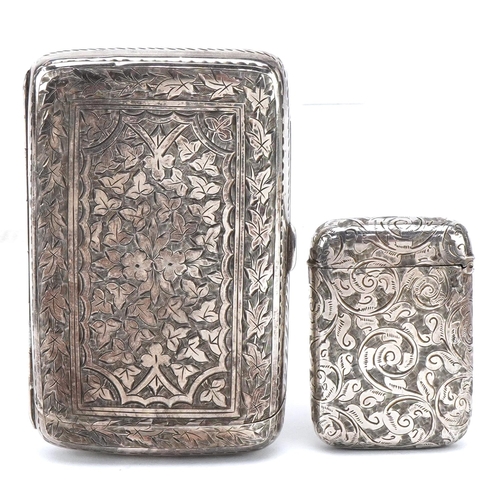 593 - Hilliard & Thomason, a Victorian silver cigarette case and vesta with gilt interior presented to Wal... 